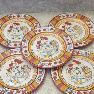 Dine By HD Designs Colorful Rooster Ceramic Plates Set Of 5
